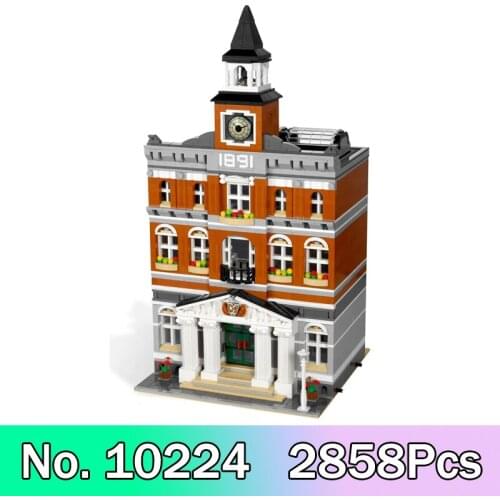 In Stock City Street View Series 10224 15003 Town Hall 2859Pcs Bricks Building Blocks Education Toys Girl Gifts