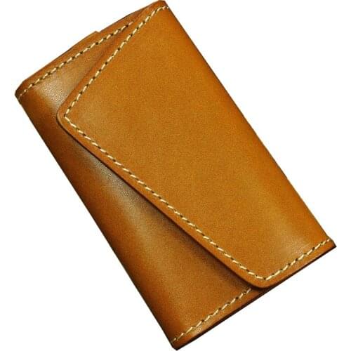 New Genuine Leather Keychain Men Women Key Holder Organizer Pouch Cow Leather Car Key Wallet Housekeeper Key Case Short Card Bag