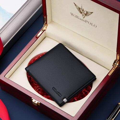 Leather wallet male short leather ultra-thin small short cross-functional leather wallet fashion card bag WILLIAMPOLO Wallet