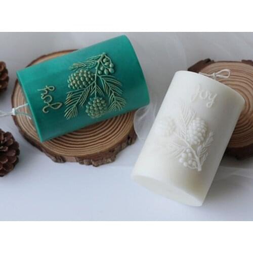 Creative Cylindrical Candle Mould Harvest Pine Cone Relief DIY Silicone Candle Aromatherapy Gypsum Mold Home Decor