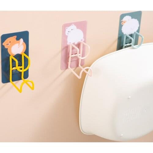 Washbasin hook without punching household lovely bathroom wall mounted washbasin rack storage rack hanging basin rack