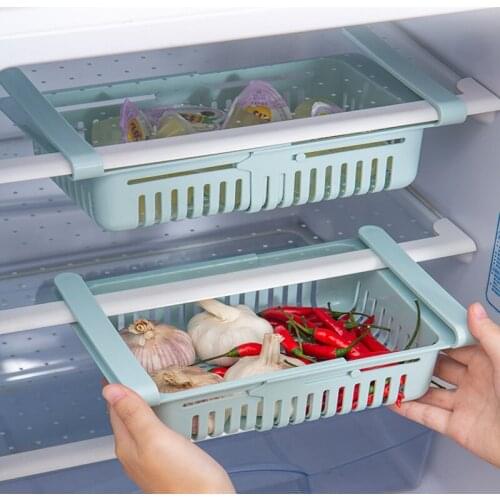 5pcs/Lot Kitchen Adjustable Stretchable Refrigerator Organizer Drawer Basket Pull-out Drawers Fresh Spacer Layer Storage Rack
