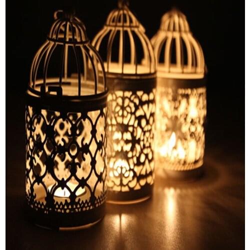 Hot sale white birdcage candle holders wedding decoration,iron candlestick,lantern wholesale 60pcs