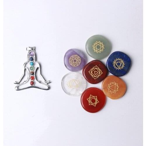 Fashion healing chakra pendant and palm stone energy crystal balance gem ornament gift