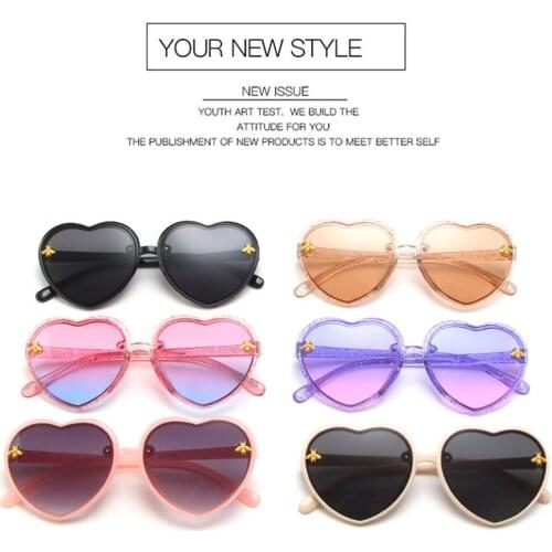 Fashion Heart Children Sunglasses Boy Girl Sun Glasses Baby Brand Design Vintage Childern Kids Sunglasses Gradient UV400 Okulary