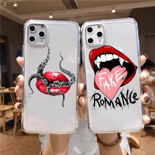 Sexy Girl coll red Lips Kiss TPU Soft Silicone Phone Case For iPhone 12pro MAX 11Pro XR XS MAX SE2020 7 8 Plus 6S 12mini 12
