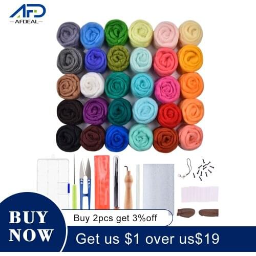 30/50 Colors DIY Wool Felting Kit Mixed Color Handle Needle Felting Tools Handmade Felt Needle Set Fabric Materials Handcraft