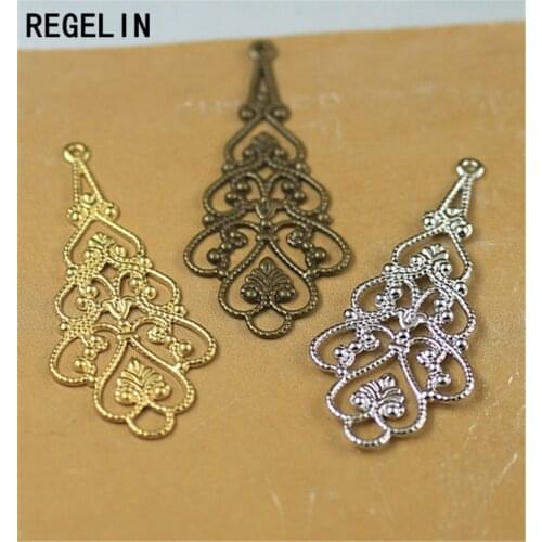 REGELIN Gold/Silver Plated Hollow Flower Motif Jewelry Pendant European Charms 20pcs 18*41mm for DIY Necklace Findings