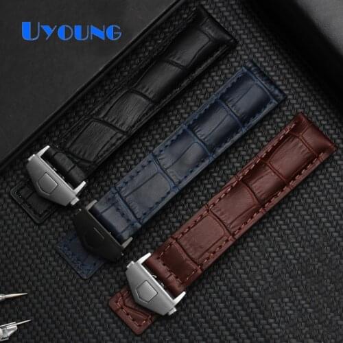 Fashion Genuine leather watch strap waterproof for TA Heuer 19mm 20mm 22mm replace Cowhide watch band breathable watch bracelet
