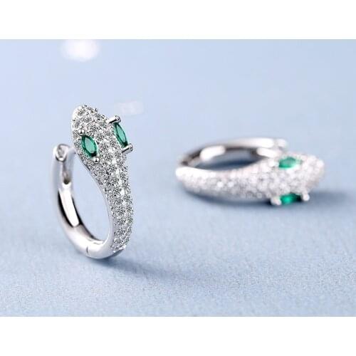 New Fashion Cassiopeia Snake Hoop Earrings Micro Crystal CZ Stone Round Circle Geometric Earring Huggies Punk Trendy Jewelry