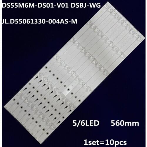 10pcs LED Backlight strip for 55 inch akai TV DS55M6M-DS01-V01 DSBJ-WG JL.D55061330-004AS-M B55C51 55X4 55X 55R4 55A15A T55FUK