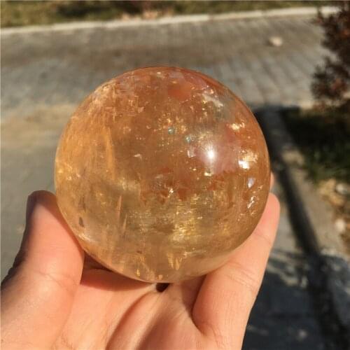 Amazing large big natural yellow calcite sphere reiki healing quartz crystals ball spiritual iceland spar mental clarity quiet