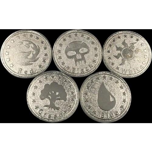 Magic 5 Mana Power Coins. MGT Coins For Counting Life or Collection, 5 PCS/BAG