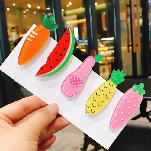 New sweet fruit hairpin headdress Korean girl heart color sequins transparent side clip BB clip hair accessories