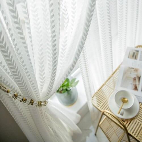 Modern and Simple Jacquard Tulle Curtain Window Curtain Living Room Bedroom Decorative Sheer Curtain