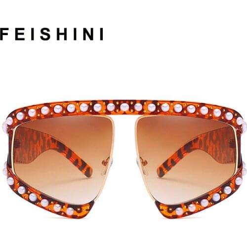 FEISHINI Stars Shine Plastic Frame Festival Celebrity Oversized Sunglasses Ladies 2020 Fashion Women Glasses UV Protector