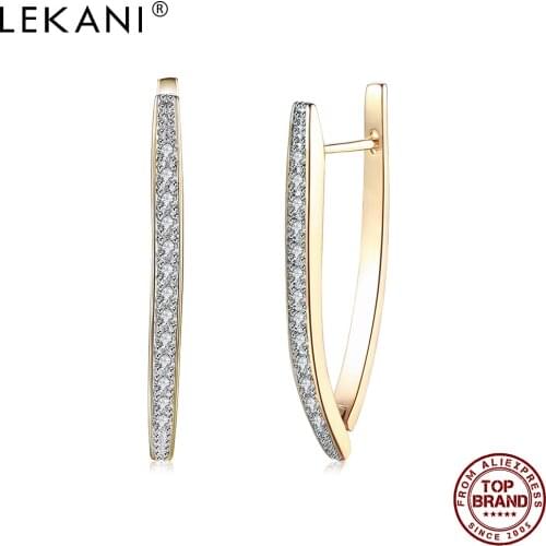 LEKANI Zirconia Eardrop Earring For Women Exaggeration Fashion The Geometric Shape Romantic Noble Lady Jewelry Send Girl Gift