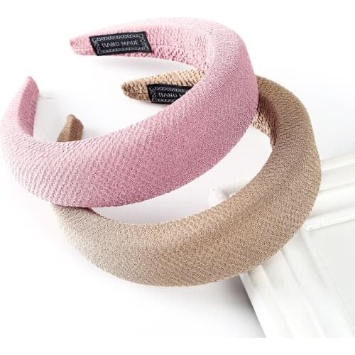 Haimeikang Women Sponge Hair Hoop Fashion Elastic Bezel Headbands Hair Bands For Girls Wide Solid Color Hair Accessories