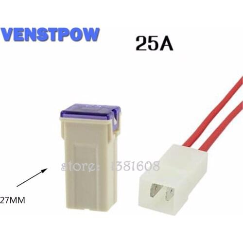 1PC 25A Waterproof Insurance Auto Square Fuse Tube PEC JT for Car Air Conditioning Insurance Fan + 2 Pins Socket
