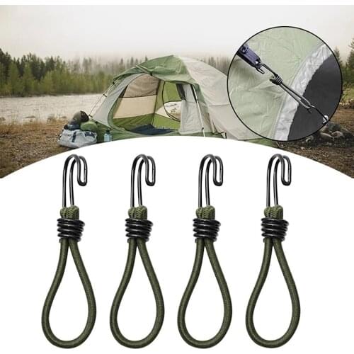 1PC Outdoor Elastic Tent Bungee Rope Camping Canopy Luggage Stretch Buckle Ground Nail Strap