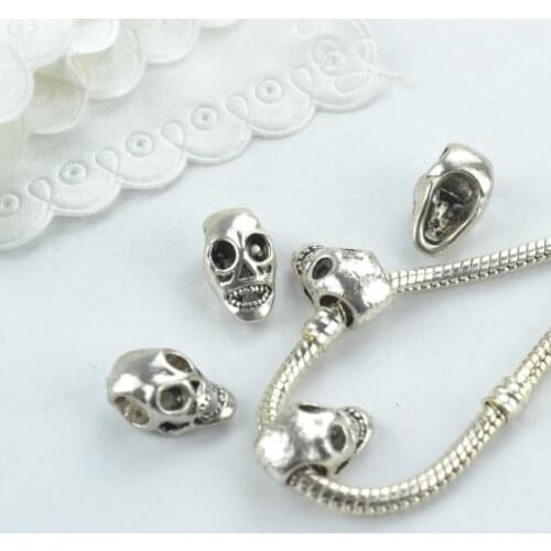 20 pcs Silver Plated skull Charms alloy Pendants for Bracelet Necklace Jewelry Making Accessories DIY 1877
