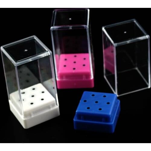 3 Type Nail Drill Holder 7 Holes Bits Stand Red White Container Display Acrylic Empty Storage Box Container Manicure Tools