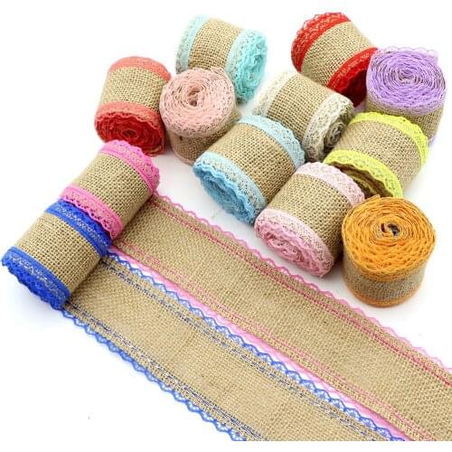55mm 12Colors/set 2M/Roll Ribbon Imitation Hemp Ribbon Lace Trim Linen Ribbon Christmas Decoration Cloth Sewing,1Yc17396