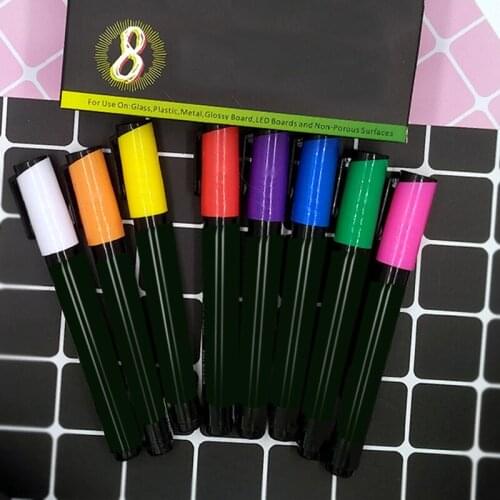 8 Pack Marker 6mm Reversible Fluorescent Markers Highlighters for LED Menu Board Bistro Board AD Drawing JR Deals