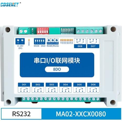 8DO 8 Digital Outputs Modbus RTU Industrial Grade Serial Port I/O Networking Module RS232 Control MA02-XXCX0080