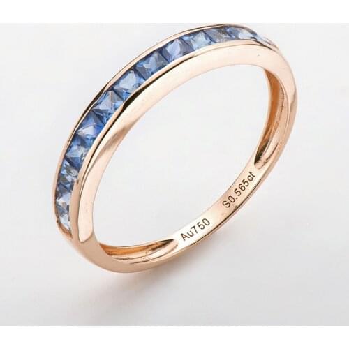 AINUOSHI 18K Rose Gold 0.59ct Natural Ruby / 0.565ct Natural Sapphire Engagement For Women Popular Half Eternity Ring Jewelry