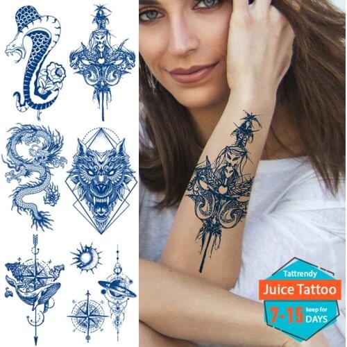 Juice tattoo safe long lasting fake tattoo for men women temporary tattoos sleeve arm sexy body art stickers flower anime decal