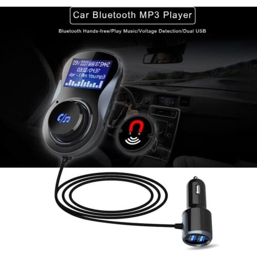 BC30B Bluetooth-compatible Player Wireless Dual USB Port 1.4 inch LCD Display Hands-Free MP3 Fast Charger FM Modulator for Car