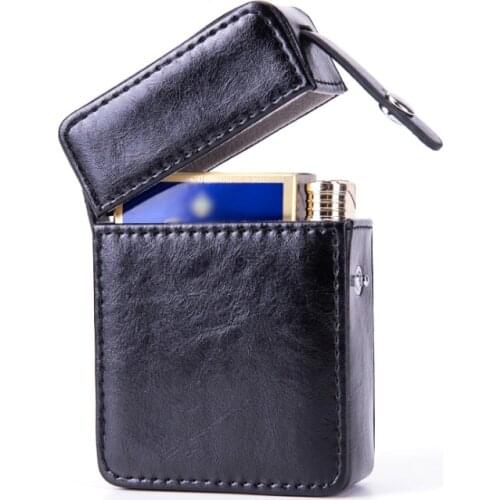 Genuine Leather Cigarette Lighter Case Mens Gifts Cigarette Box Smoke Tobacco Pouch Hold One Pack 20 Cigarette Packs