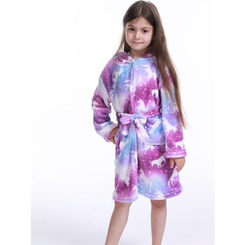 Kids Unicorn Robe For Girls Pajamas Animal Hooded Children Bathrobe Long Sleeve Boys Sleepwear Kids Baby Towel Bath Robe