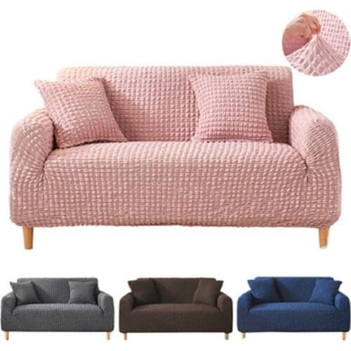 Solid Color Elastic Sofa Cover for Living Room Plaid Stretch Sectional Slipcovers Sofa Couch Cover L Shape 1-4 Seater