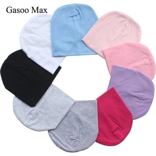 Cotton Newborn Baby Hat Girl Boy Cap Newborn 0-2Years Kids Beanie Candy Color White Black Cotton Casual Nightcap Children Cap
