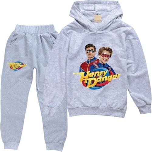 Birthday Suit Henry Danger Print Long Sleeves Hoodies Pants 2PCS Sport suit Fancy Kids Clothing Sets for Boys Christmas Costume