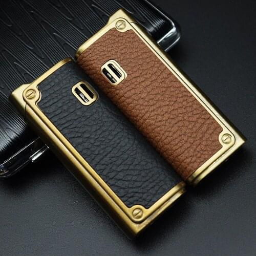Creative Leather Lighter Straight Blue Flame Lighter Windproof Cigarette Lighter Gas Lighter Cigar Cigarette Lighter Men’s Gift