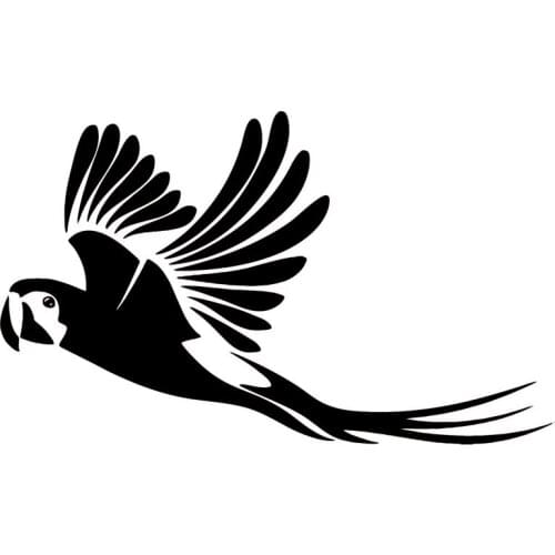 Creative Parrot Bird Cute Car Stickers Jungle Animal Car Styling Body Decals Accessories Black/Silver,17cm*10cm