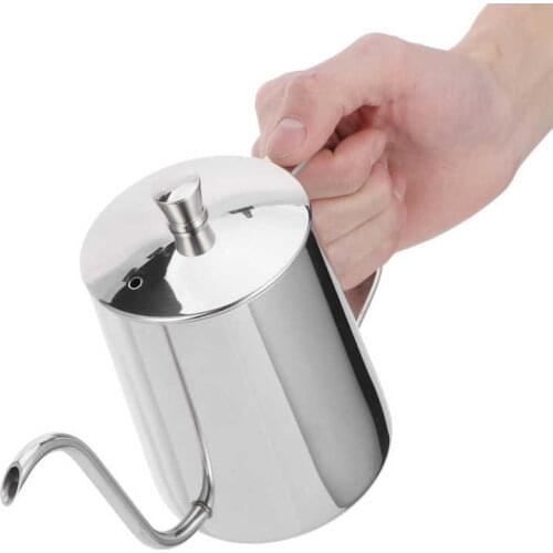 Kitchen accessories 600ml Coffee Drip Kettle 304 Stainless Steel Slender Spout Thicken Coffee Pot with Cover Coffee Kettle