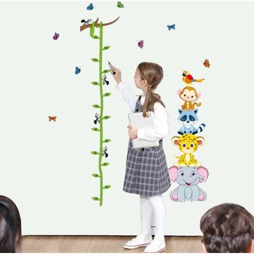 Ants On Vine Animal Kids Height Measure Wall Sticker For Children Room Growth Chart Diy Mural Nursery Home Decal Poster