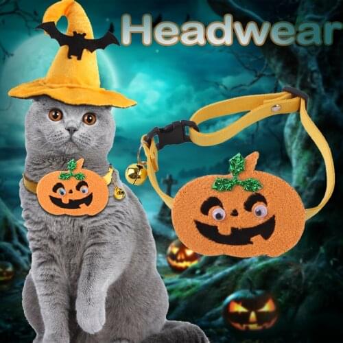 Halloween Pet Hat Collar Set Dress Up Cap Pet Fun Headdress Cosplay Accessories For Cat Dog TS2 Dog Supplies