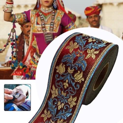 DIY Emobridered Woven Ribbon Skirt Edge Accessories Embellishment Sewing Ethnic Vintage Jacquard Polyester Trim Gift