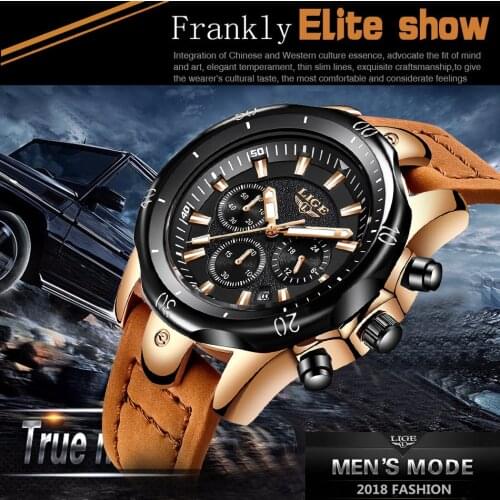 2021 New Men Fashion Sports Waterproof Quartz Watches Simple Luxury Business Chronograph Wristwatch Male LIGE 9862