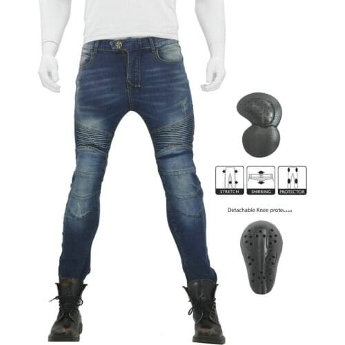 Skinny Motorcycle Pants Mens Motorcycle Jeans Protective gear Cycling Travel Motorcycle Pants Off-Road Pants Anti-Abrasion