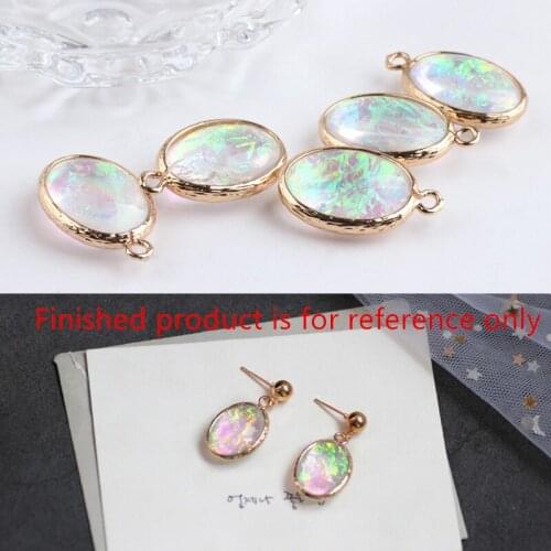 10pcs/lot color resin core decoration alloy geometry ovals shape alloy floating locket charms diy jewelry earring pendants
