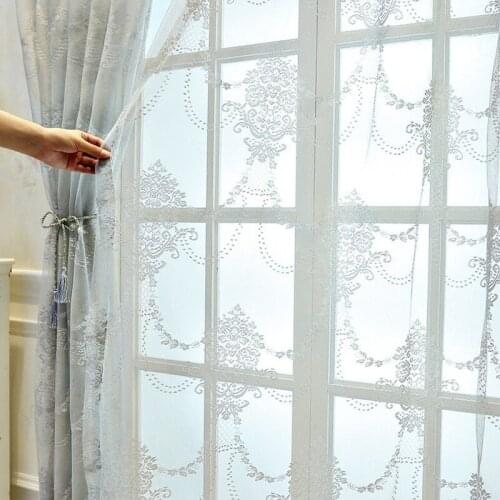 European Style Curtains for Living Dining Room Bedroom Lace Gray Tulle Curtains Rustic Decorations for Home curtain Custom Made