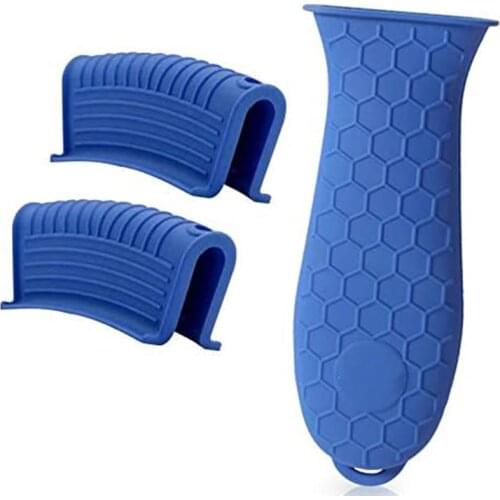 Silicone Hot Handle Holder for Cast Iron, 3 Pack Pot Handle Sleeve Non Slip Rubber Cover Set for Skillet Frying Pan