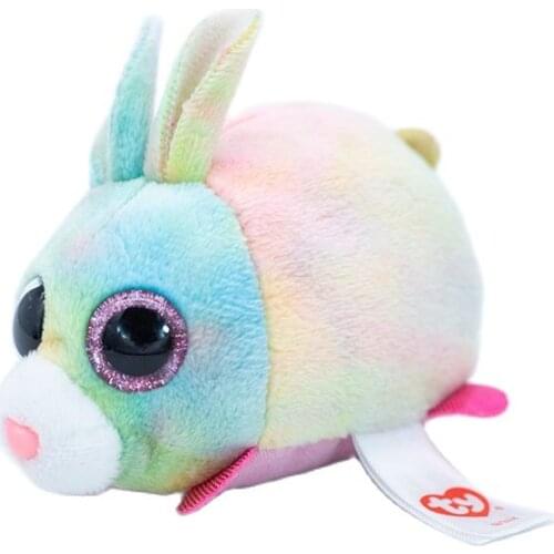 TY 10cm big eyes Color bunny Stackable Screen Clean Doll Plush Stuffed Animal Collectible rabbit Toy Christmas Gifts For kids