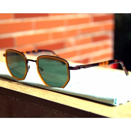 Vintage Fashion Irregular Polygon Titanium Sunglasses Hugo Import Acetate High Quality UV400 Polarized Women Man Eyeglasses